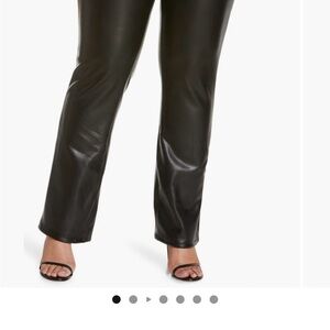 NYDJ Sculpt Her. Black Straight Leg Faux Leather Pants